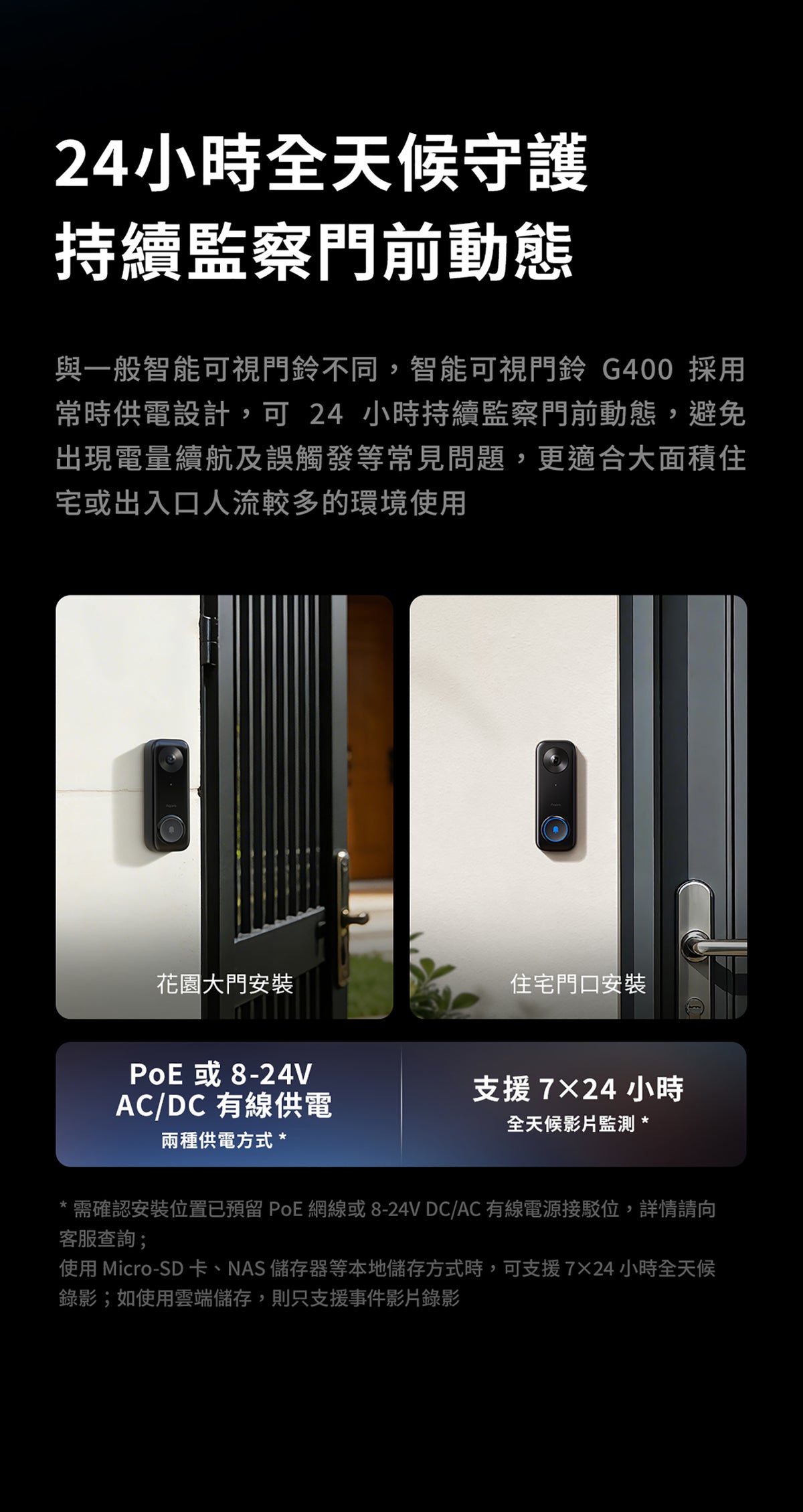 Aqara 智能視像門鈴 G400 Select（PoE/有線供電) Aqara Doorbell Camera G400 Select (PoE / Wired) 國際版 香港行貨 產品介紹圖