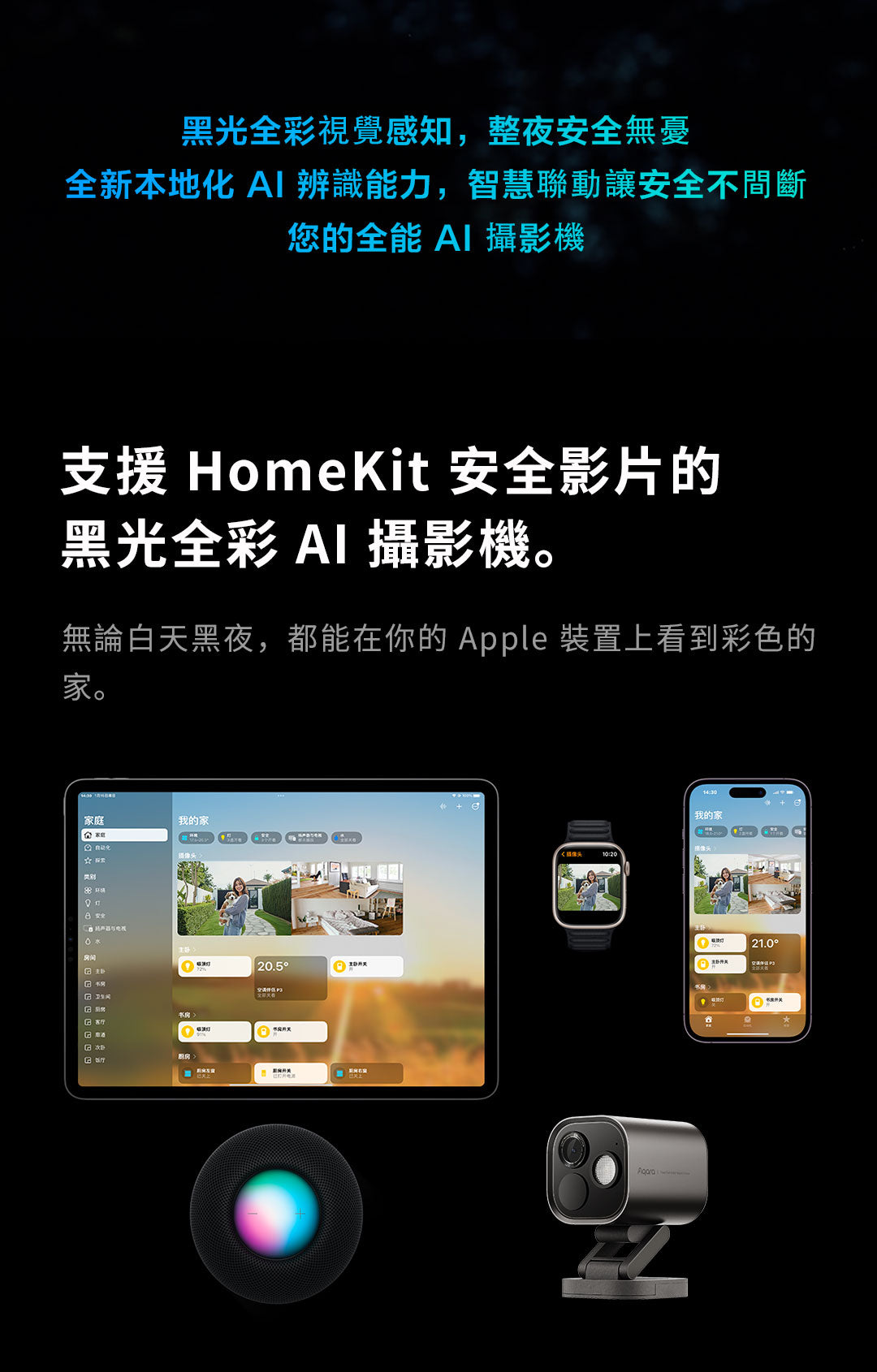 Aqara 智能家居全彩夜視錄影及網關 G5 Pro Wi-Fi/PoE版本 (白/黑)